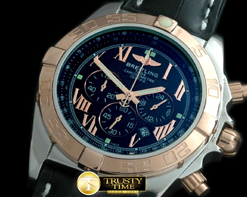 브라이틀링 Chronomat B01 SS/YG/LE Black Roman Jap OS20 Qtz -BSW0266G