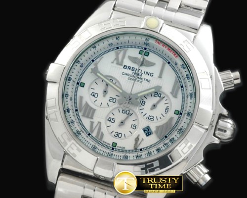 브라이틀링 Chronomat B01 SS/RU White Roman Jap OS20 Qtz -BSW0270A