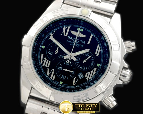 브라이틀링 Chronomat B01 SS/RU Black Roman Jap OS20 Qtz -BSW0270B