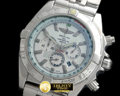 브라이틀링 Chronomat B01 SS/RU White Stick Jap OS20 Qtz -BSW0270D