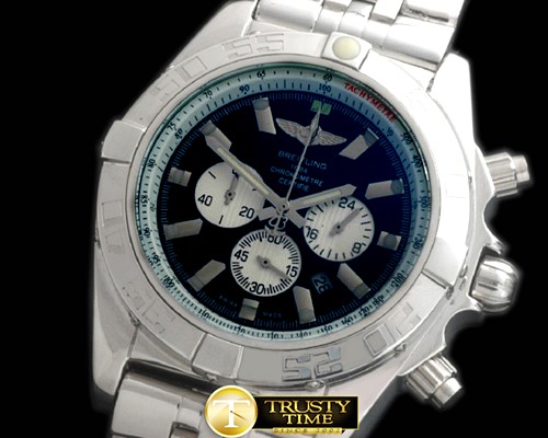 브라이틀링 Chronomat B01 SS/RU Black Stick Jap OS20 Qtz -BSW0270E