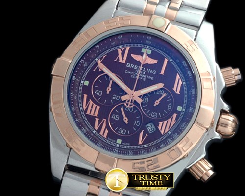 브라이틀링 Chronomat B01 SS/YG TT Brown Roman Jap OS20 Qtz -BSW0272B
