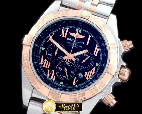 브라이틀링 Chronomat B01 SS/YG TT Black Roman Jap OS20 Qtz -BSW0272E