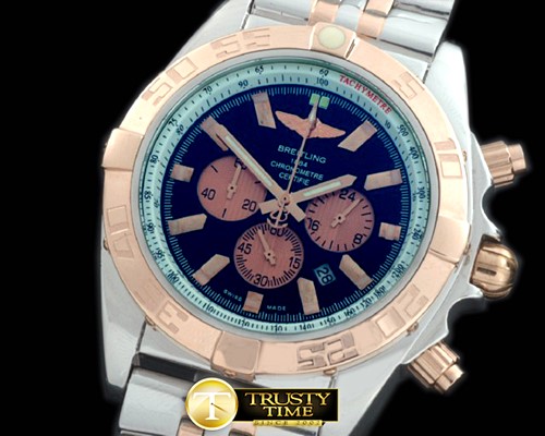 브라이틀링 Chronomat B01 SS/YG TT Black Stick Jap OS20 Qtz -BSW0272F