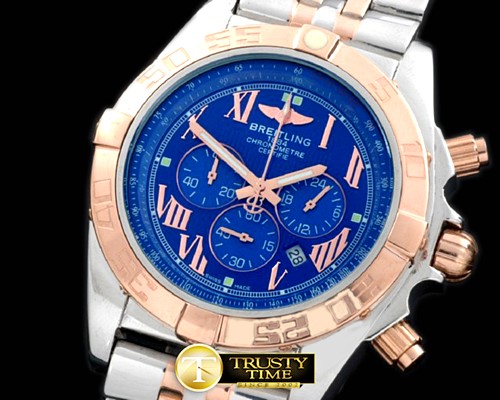 브라이틀링 Chronomat B01 SS/YG TT Blue Roman Jap OS20 Qtz -BSW0272G
