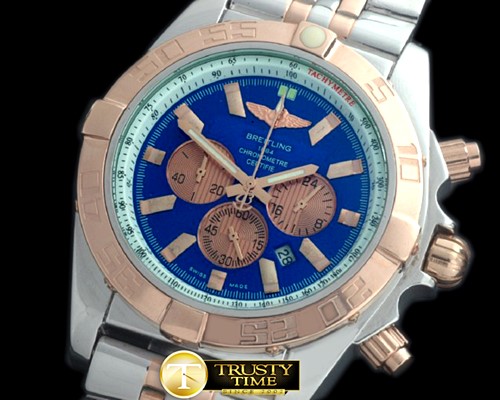 브라이틀링 Chronomat B01 SS/YG TT Blue Stick Jap OS20 Qtz -BSW0272H