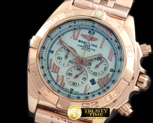 브라이틀링 Chronomat B01 RG/RG White Roman Jap OS20 Qtz -BSW0273A