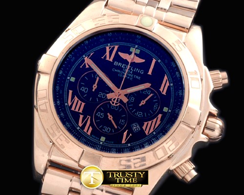 브라이틀링 Chronomat B01 RG/RG Black Roman Jap OS20 Qtz -BSW0273B