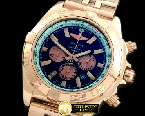 브라이틀링 Chronomat B01 RG/RG Black Stick Jap OS20 Qtz -BSW0273E