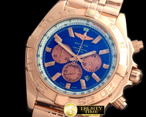 브라이틀링 Chronomat B01 RG/RG Blue Stick Jap OS20 Qtz -BSW0273H