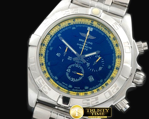 브라이틀링 Chronomat B01 SS/SS Blue/Yellow Stick Jap OS20 Qtz -BSW0274A