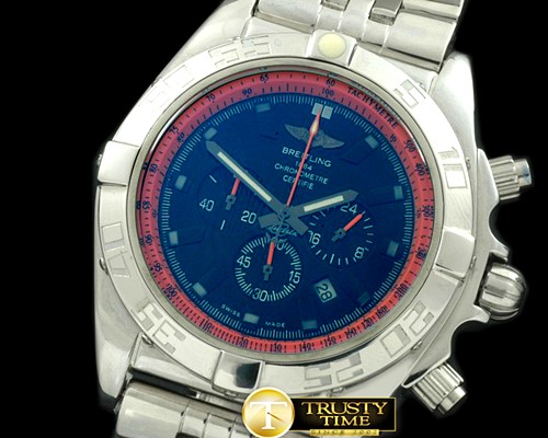 브라이틀링 Chronomat B01 SS/SS Blue/Orange Stick Jap OS20 Qtz -BSW0274B