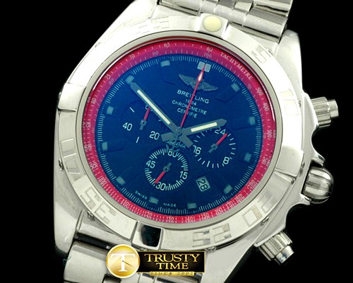 브라이틀링 Chronomat B01 SS/SS Blue/Red Stick Jap OS20 Qtz -BSW0274C