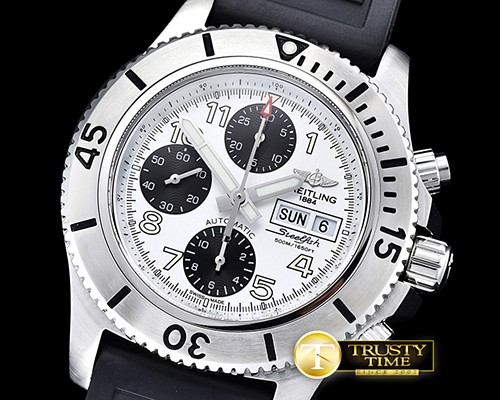 브라이틀링 SuperOcean SteelFish Chrono SS/RU Wht/Blk A7750 -BSW0329B