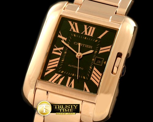 까르띠에 Tank Anglaise Mid RG/RG Black Swiss Eta 2671 -CAR0261D