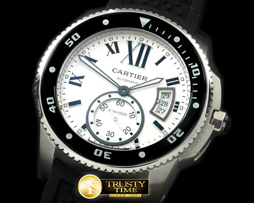 까르띠에 Calibre de Cartier Diver SS/RU White A2813 -CAR0326C