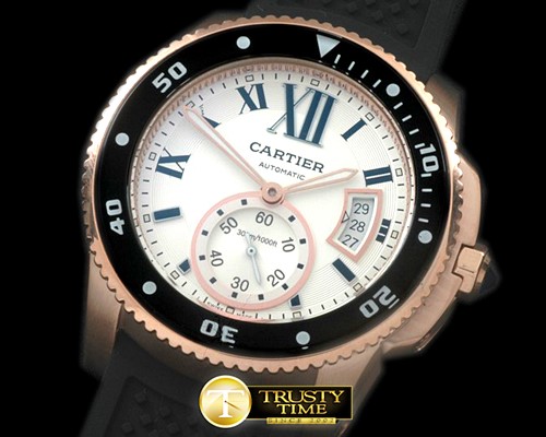 까르띠에 Calibre de Cartier Diver RG/RU White A2813 -CAR0327A