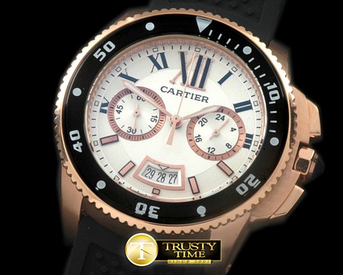 까르띠에 Calibre de Cartier DChrono RG/RU White OS20 -CAR0327C