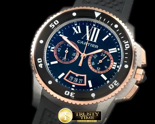 까르띠에 Calibre de Cartier DChrono SS/RG/RU Black OS20 -CAR0328A