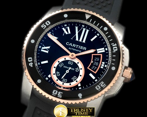 까르띠에 Calibre de Cartier Diver SS/RG/RU Black A2813 -CAR0328B