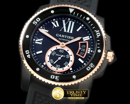 까르띠에 Calibre de Cartier Diver PVD/RG/RU Black A2813 -CAR0329A