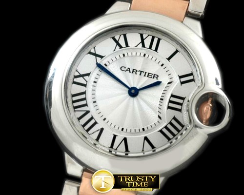까르띠에 Ballon Bleu De Cartier Ladies SS/RG White Swiss Qtz -CAR0333