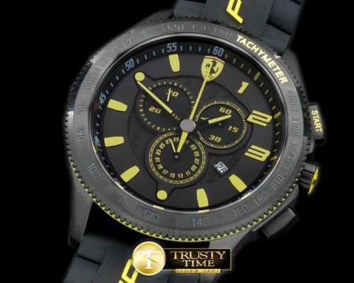 페라리 Scuderia Chronograph PVD/RU Black/Yellow Jap Qtz -FERR001B