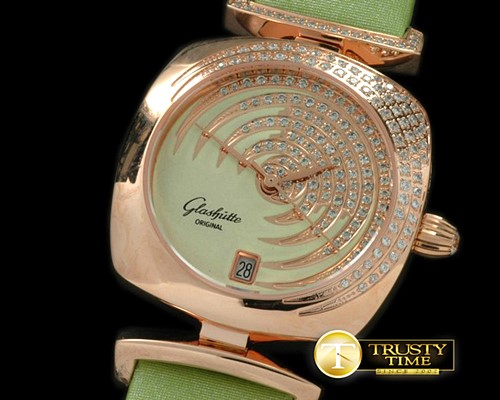 글라슈테 Pavonina Ladies RG/ST Lime Green Swiss Quartz -GLA0017A