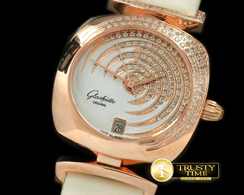 글라슈테 Pavonina Ladies RG/ST White Swiss Quartz -GLA0017C