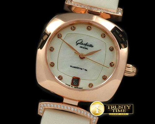 글라슈테 Pavonina Ladies RG/ST White Swiss Quartz -GLA0019