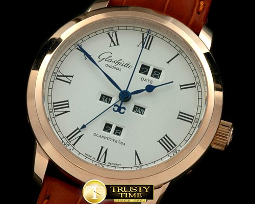 글라슈테 Senator Perpetual Calendar RG/LE White Asian 2813 -GLA0021A