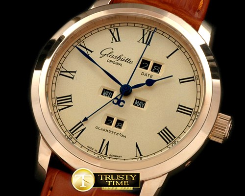 글라슈테 Senator Perpetual Calendar RG/LE Gold Asian 2813 -GLA0021B