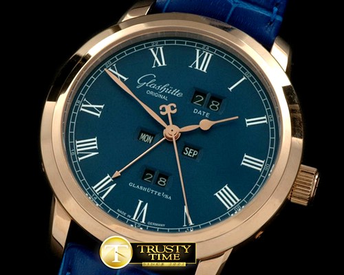 글라슈테 Senator Perpetual Calendar RG/LE Blue Asian 2813 -GLA0021D