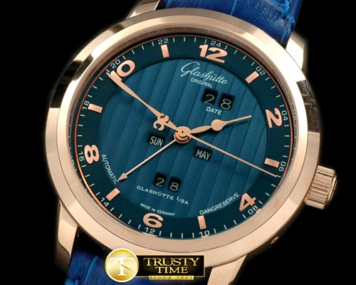 글라슈테 Panomatic Perpetual Calendar RG/LE Blue Asian 2813 -GLA0022C