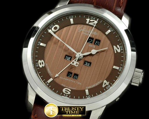 글라슈테 Panomatic Perpetual Calendar SS/LE Brown Asian 2813 -GLA0023C