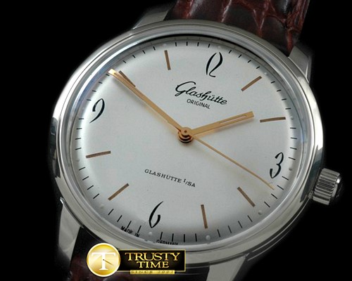 글라슈테 Senator Sixties SS/LE White/Gold Asian 2824 -GLA0033