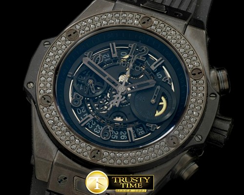 위블로 Big Bang All Black Unico PVD/RU Skeleton Asian 7750 -HUB0329C