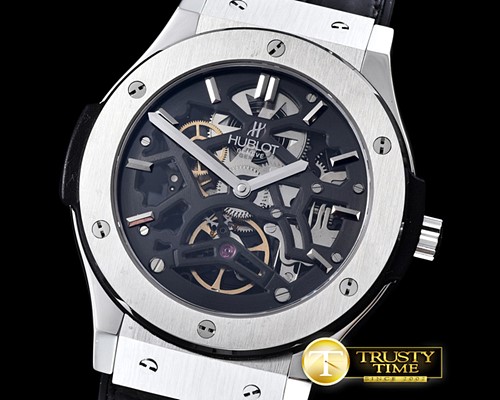 위블로 Classic Fusion 45mm Tourbillon SS/LE Black Asian Auto -HUB0334