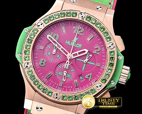 위블로 Big Bang Pop Art 38mm RG/LE Pink/Grn Bez OS20 Qtz -HUB0345B