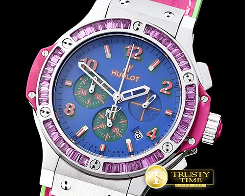 위블로 Big Bang Pop Art 38mm SS/LE Blue/Purple Bez OS20 Qtz -HUB0347C