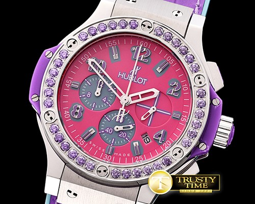 위블로 Big Bang Pop Art 38mm SS/LE Pink/Purple Bez OS20 Qtz -HUB0349A