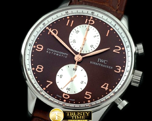 IWC Portuguese Chrono SS/LE Brown/Wht A7750 New Improved -IWC0220B