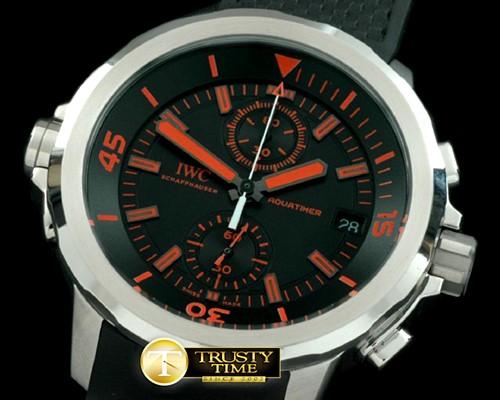 IWC 2013 Aquatimer SS/RU Black/Org Jap Quartz -IWC0224E