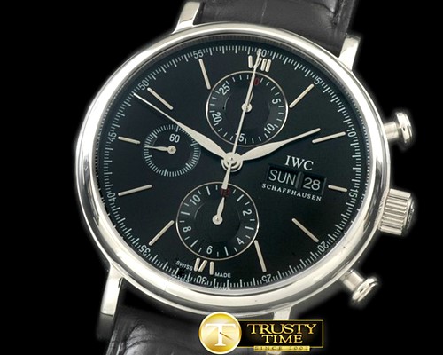 IWC Portofino Chronograph V2 SS/LE Black A7750 28800bph -IWC0282B