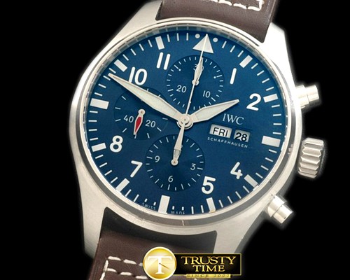 IWC 3777 LPP Pilot Chrono SS/LE Blue 7750 -IWC0287