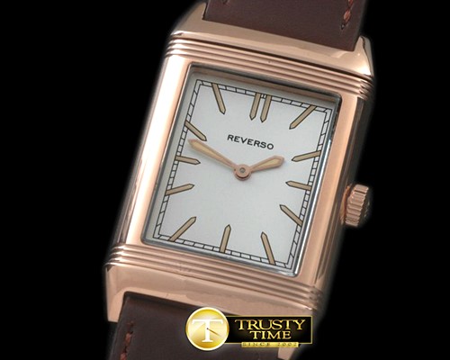 예거 르쿨트르 Reverso Classique RG/LE White Stk Jap Qtz -JL078A