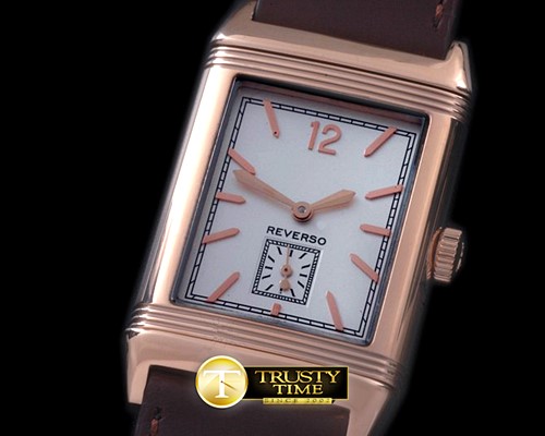 예거 르쿨트르 Reverso Classique RG/LE White Num/Stk Jap Qtz -JL078C