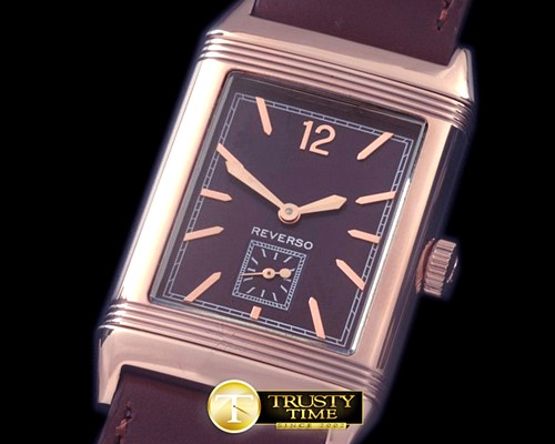 예거 르쿨트르 Reverso Classique RG/LE Brown Num/Stk Jap Qtz -JL078D