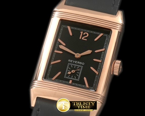 예거 르쿨트르 Reverso Classique RG/LE Black Num/Stk Jap Qtz -JL078F