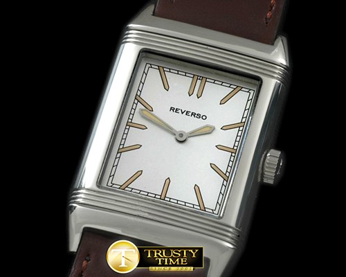 예거 르쿨트르 Reverso Classique SS/LE White Stk Jap Qtz -JL079A